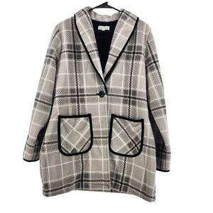 Ellen Reyes Plaid Fleece Pea Coat Women's Size XL
